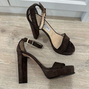Jimmy Choo Holly Brown Suede Platform Heels